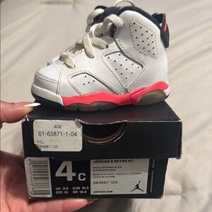 Jordan 6 Retro BT Kids Shoes - White and Infrared